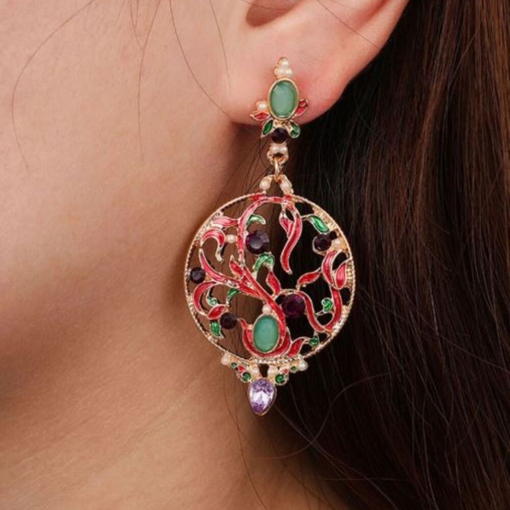 Colorful Round Post Earrings